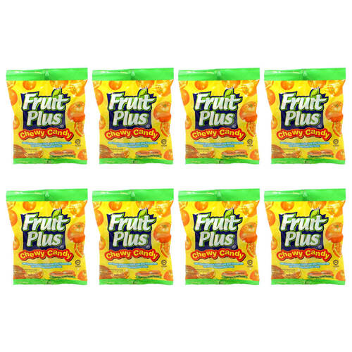 8PK Fruit Plus Kids Soft Chewable Chewy Candy w/ Orange Flavour 150g Pack