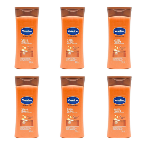 6PK Vaseline 100ml Intensive Care Cream Cocoa Radiant Body Lotion