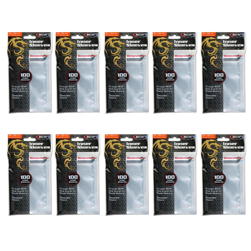 10x 100pc BCW Resealable Deck Protectors Card Inner Sleeves 64x89mm - Clear