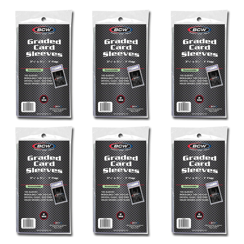 6x 100pc BCW Resealable Graded Card Sleeves 95x139mm - Clear