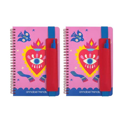 2PK Annabel Trends A5 160 Page Ruled Hard Cover Notebook W/ Spiral Binding Fiesta