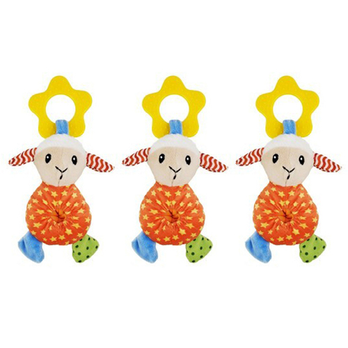 3PK Rosewood Little Nippers Laughy Lamb Plush Pet Dog Teether Play Toy w/ Squeaker
