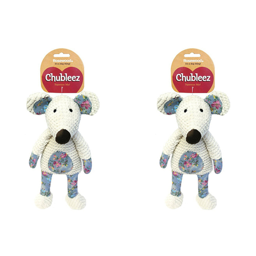 2PK Rosewood 37cm Maisie Mouse Plush w/ Squeaker Pet Dog Fun Play Chew Toy Grey