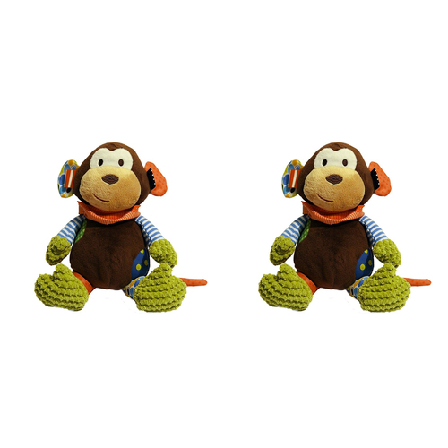2PK Rosewood 25cm Mitchell Monkey Plush w/ Squeaker Pet Dog Interactive Chew Toy
