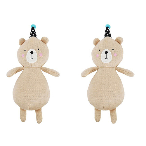 2PK Rosewood Pippa Party Bear w/ Squeaker Pet Dog Interactive Fun Play Toy Brown