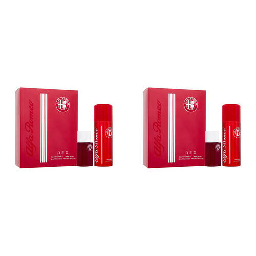 2x 2pc Alfa Romeo Red 15ml EDT & 150ml Deodorant Spray Gift Set