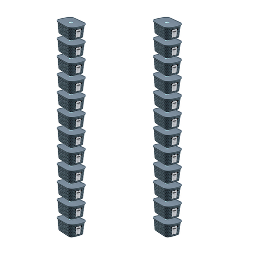 24PK Boxsweden Woven Rattan 3L/21.5cm Lidded Basket Storage - Assorted