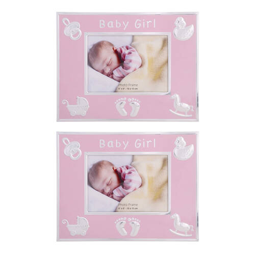 2PK Gibson Gifts Baby Girl Photo Frame 6x4'' Home Decor - Pink