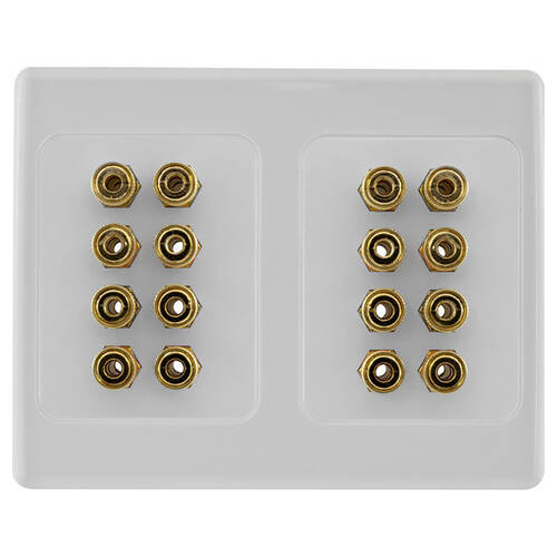 Pro2 16-Terminal Speaker Theatre Wall Plate Socket For 8-Speakers White