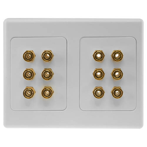 Pro2 12-Terminal Speaker Theatre Wall Plate Banana Socket For Speaker White