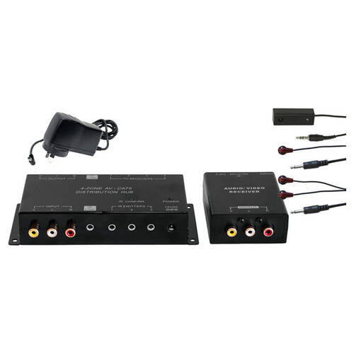 Pro2 AV Distribution Audio/Stereo Device Over CAT5 1x4 Composite w/IR Black