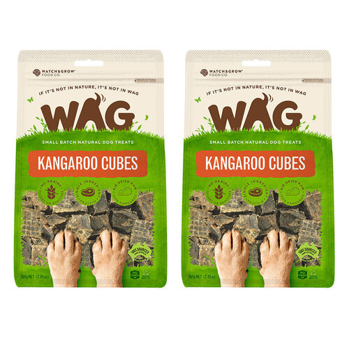 2PK Wag Dog Treats Kangaroo Cubes 200g