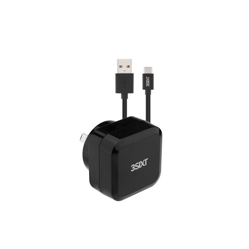 3sixT 1m Wall Charger AU 5.4A + USB-C Cable - Black