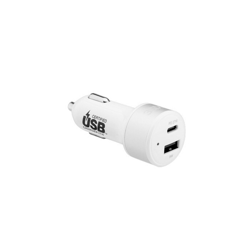 3sixT 27W Dual USB-A/USB-C PD Car Charger Adapter - White