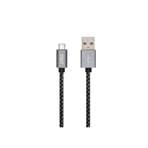 3sixT 1m USB-A to Micro USB Male Cable Cord - Black
