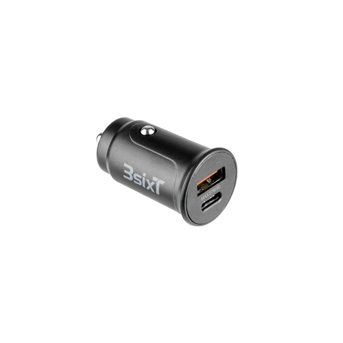 3sixT 27W Car Charger USB-C + Type-A QC 3.0 - Black