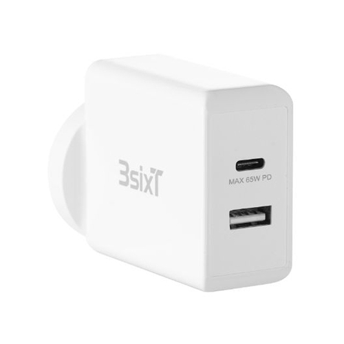 3sixT Wall Charger ANZ 65W USB-C PD 2.4A - White