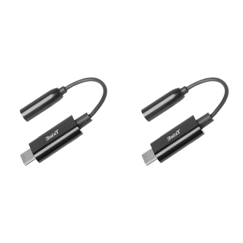 2PK 3sixT Hi-Res Audio Connector-USB-C to 3.5mm Cable 0.1m - Black