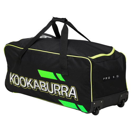 Kookaburra Pro 5.0 Cricket Bat/Gear Wheelie Bag Black/Lime