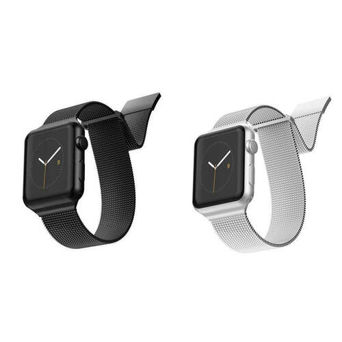 2pc X-Doria Mesh Band f/ Apple iWatch 40 & 38mm - Black & Silver