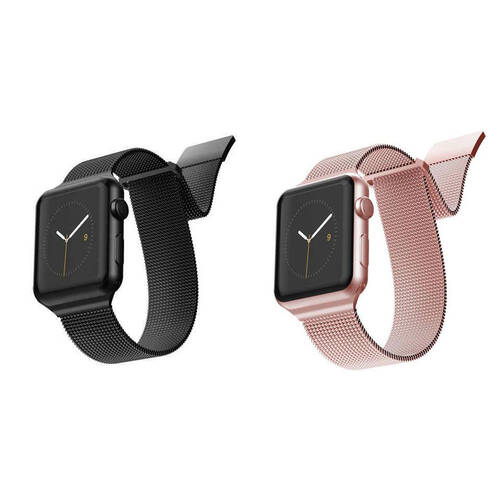 2pc X-Doria Mesh Band f/ Apple iWatch 40 & 38mm - Black & Rose Gold