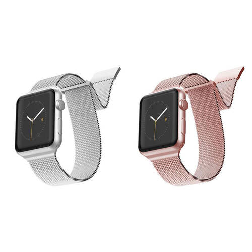 2pc X-Doria Mesh Band f/ Apple iWatch 40 & 38mm - Silver & Rose Gold