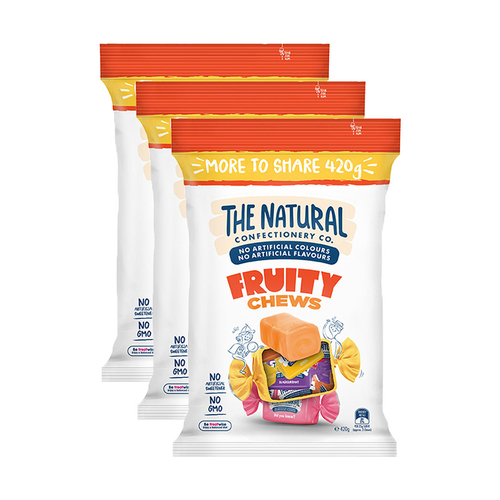 3PK The Natural Confectionery Co. 420g Fruity Chews Lollies