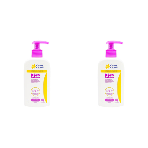 2PK Cancer Council 200ml Kids Sunscreen SPF50+ Body Lotion