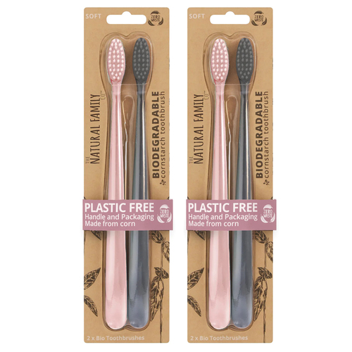 2x 2pc NFco Bio Soft Toothbrush - Rose Quarts & Monsoon Mist