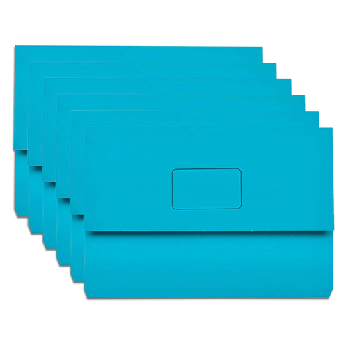 15PK Marbig Slimpick Foolscap Document Wallet Holder - Blue