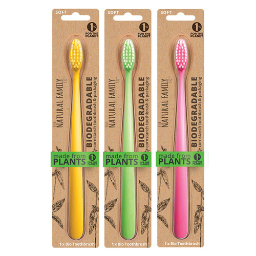 3PK NFco Bio Kids Soft Toothbrush Neon Teeth Oral Care Assorted