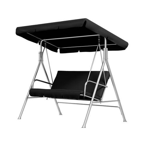 Milano Outdoor Polyester/Steel 3-Seater Garden Swing Chair 170x155cm Black