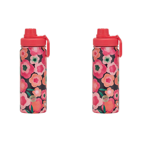 2PK Annabel Trends Watermate 550ml Stainless Steel Bottle Midnight Blooms