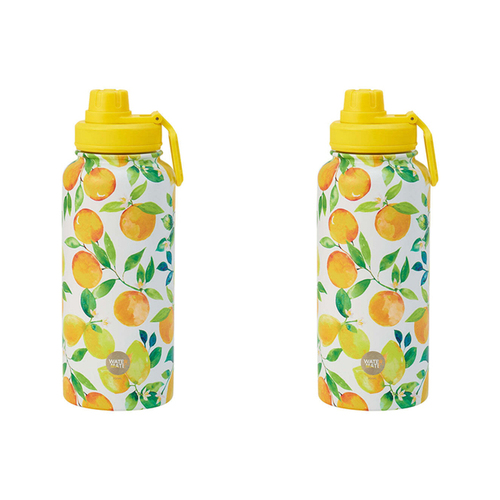 2PK Annabel Trends Watermate 950ml Stainless Steel Bottle Amalfi Citrus