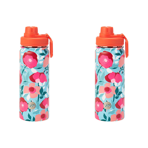 2PK Annabel Trends Watermate 550ml Stainless Steel Bottle Sherbet Poppies