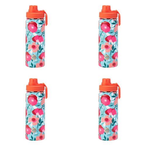 4PK Annabel Trends Watermate 550ml Stainless Steel Bottle Sherbet Poppies