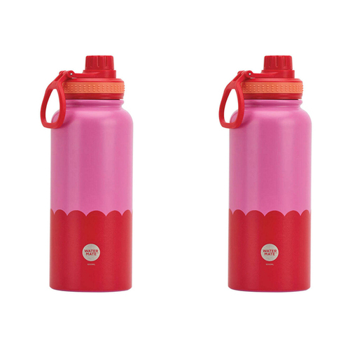 2PK Annabel Trends Watermate Wave 1000ml Stainless Steel Bottle Pink Red