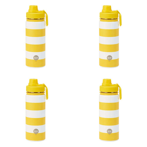 4PK Annabel Trends Watermate 550ml Stainless Steel Bottle Yellow Stripe