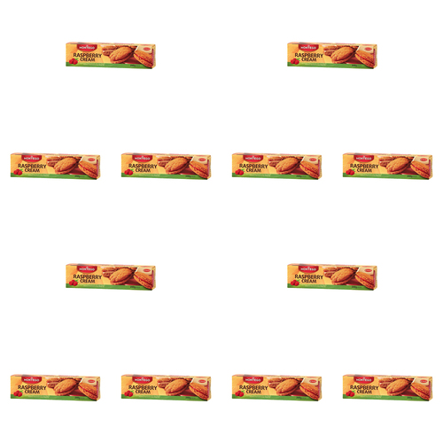 12PK Montego Raspberry Cream Baked Biscuit Food Snack 250g