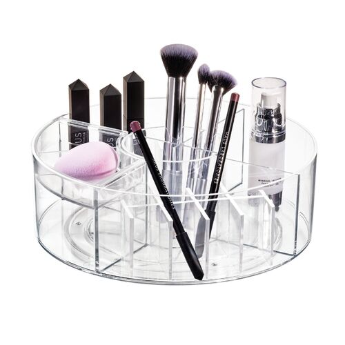 iDesign 25.4cm Cosmetic Carousel Makeup Organiser - Clear/Matte White