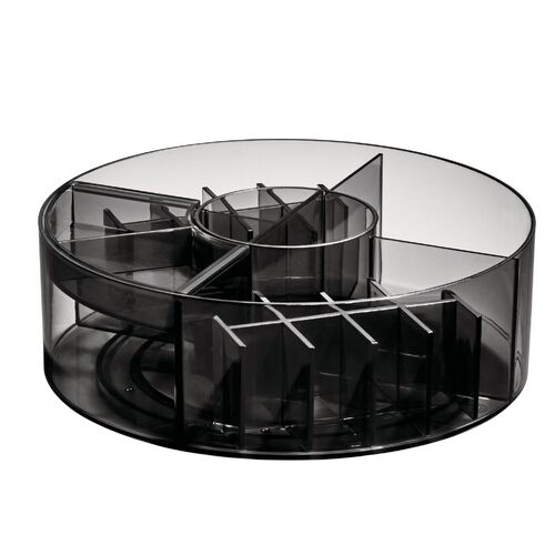 iDesign 25.4cm Cosmetic Carousel Makeup Organiser - Smoke/Matte Black