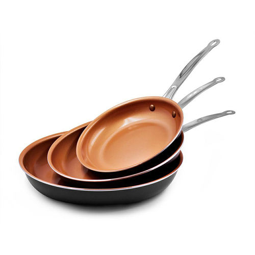 3pc Carl Schmidt Sohn Kupferberg Frypan Set w/ Copper Ceramic Coating