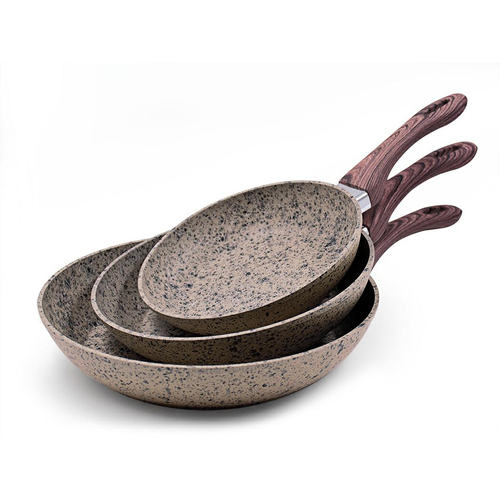 3pc Carl Schmidt Sohn Steinfurt Frypan Set w/ Beige Granite Coating