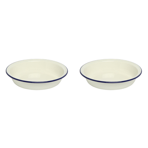 2PK Wiltshire Porcelain Enamel Round Pie Dish 19.5cm Blue