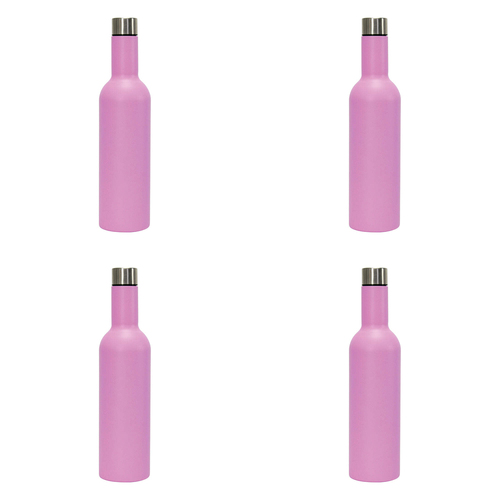 4PK Annabel Trends Stainless Steel 750ml Wine Bottle - Gelato Pink