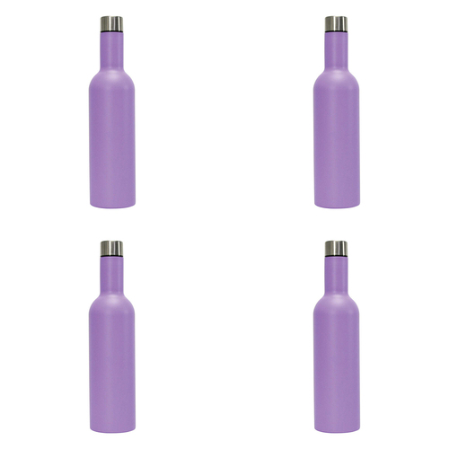 4PK Annabel Trends Stainless Steel 750ml Wine Bottle - Gelato Purple