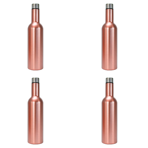 4PK Annabel Trends Stainless Steel 750ml Wine Bottle - Rose Gold