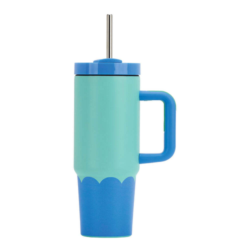 Annabel Trends Super Sip Wave 380ml Stainless Steel Cup - Aqua Blue
