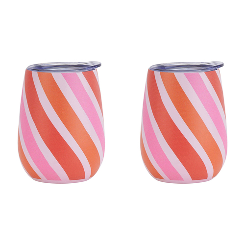 2PK Annabel Trends 295ml Stainless Steel Wine Tumbler - Candy Cane