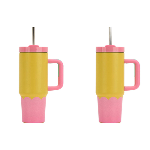 2PK Annabel Trends Super Sip Wave 380ml Stainless Steel Cup - Yellow Candy